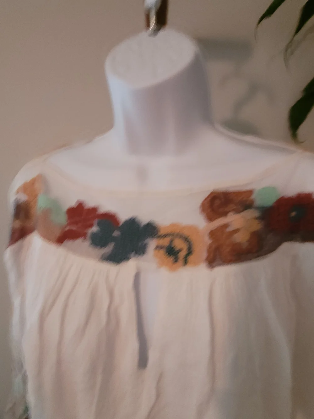 Free People White Cotton Embroidered Peasant Blouse